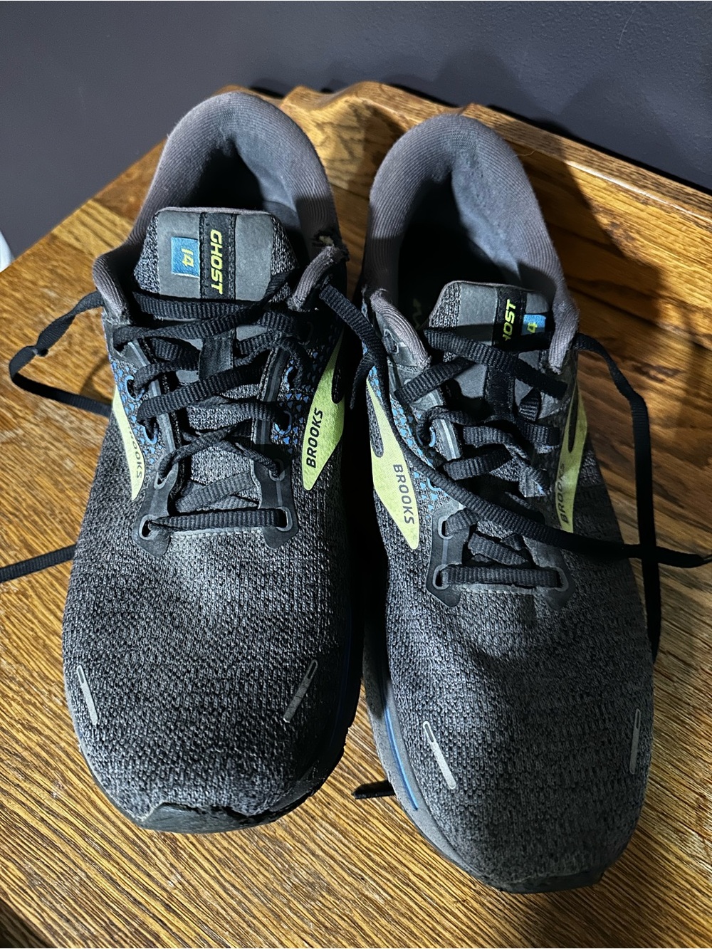 Brooks Ghost Running Shoes in Black with Lime Accents*****read